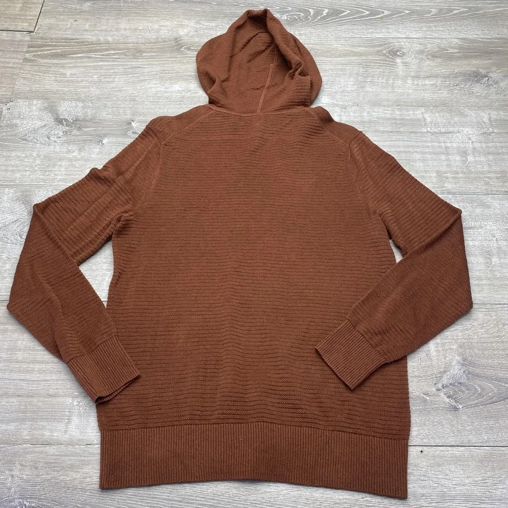 Banana Republic Hoodie Mens Knit Medium Brown Supima Cotton‎ Pullover Sweater